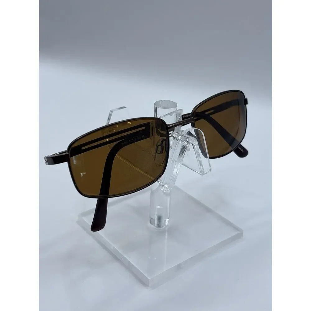 TurboFlex TF368 Brown Rectangular Sunglasses 54-18 Memory Metal Frame